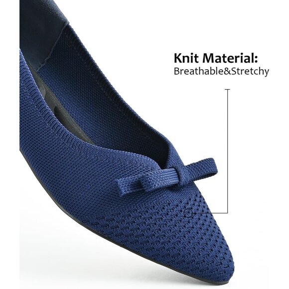 Sicare Blue Ballet Flats Round Toe Slip on Casual Dressy Flats for Office Work - Picture 2 of 10